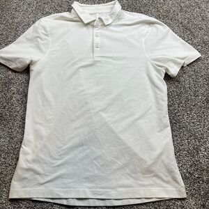 Lululemon Polo Shirt Mens L Metal Vent Tech White Short Sleeve